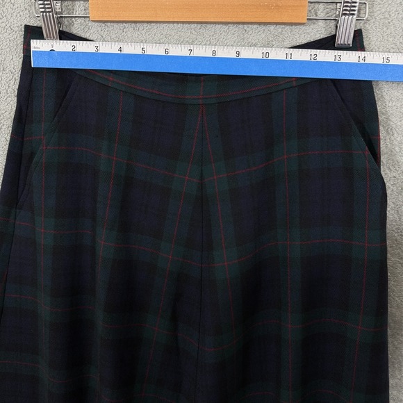 Vintage Lauren Ralph Lauren Long Skirt Womens 10 Blue Green Plaid 100% Wool Maxi - Picture 8 of 9